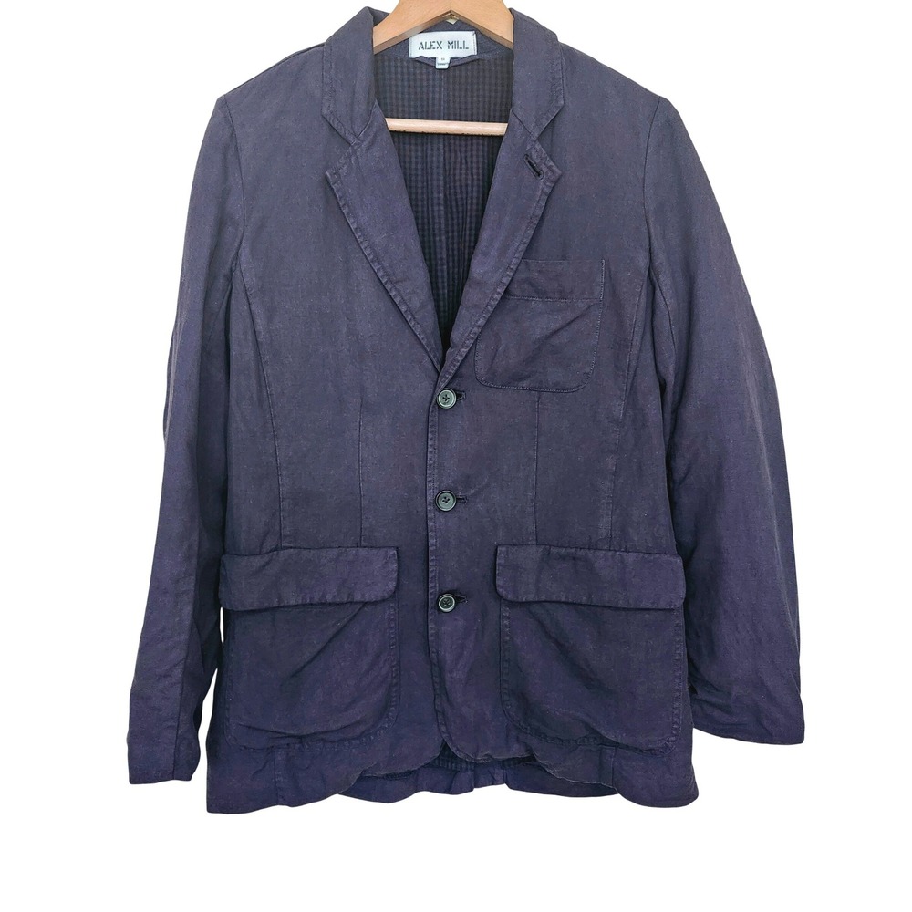 Alex Mill Mill Non Suit Blazer Jacket Men S Navy Blue Linen Cotton Twill Utility